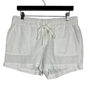 Caslon Lightweight Linen Shorts Elastic Waist Casual Summer Pockets White - S
